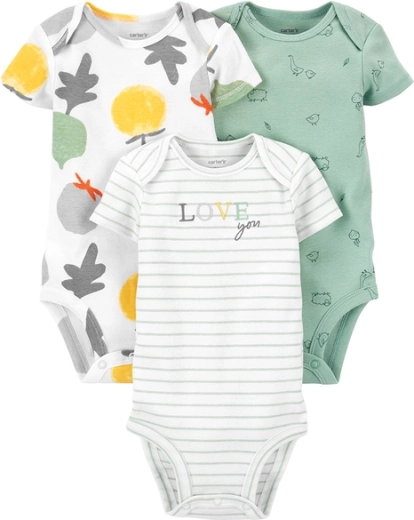 CARTER'S baby short-sleeve bodysuits veggies neutral, 3 pcs – Size 56