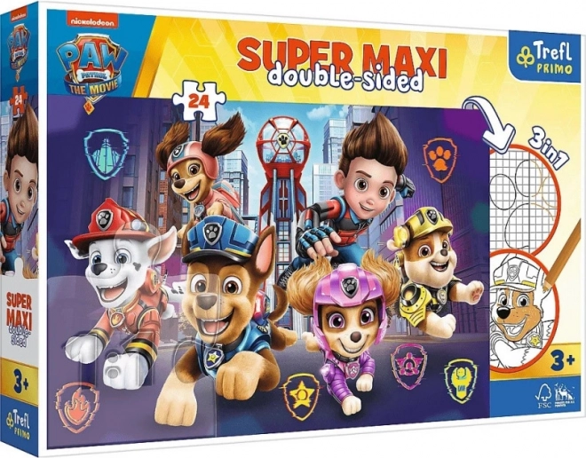 Пъзел Super Maxi 24 – PAW PATROL: THE MOVIE, двустранен за оцветяване
