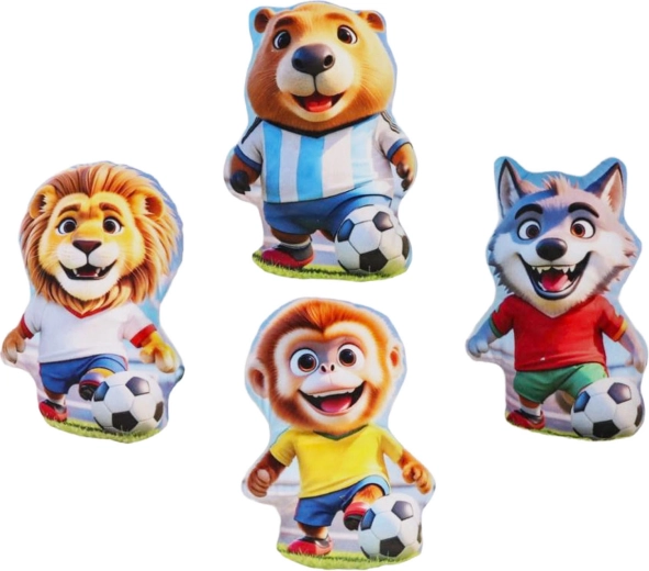 Plush animal footballer pillow 16.5 cm
