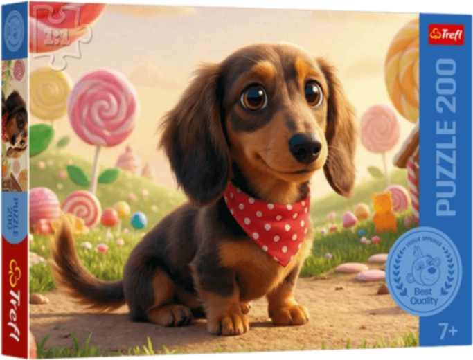 Trefl puzzle Small puppy among sweets (200 pieces)