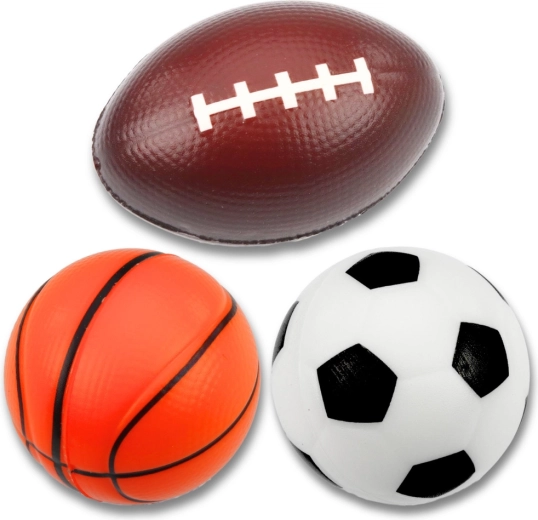 Set of Foam Balls – Soccer, Basketball and Rugby, 3 pcs