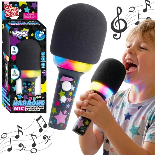 Безжичен караоке микрофон WOOPIE с високоговорител, черен, Bluetooth