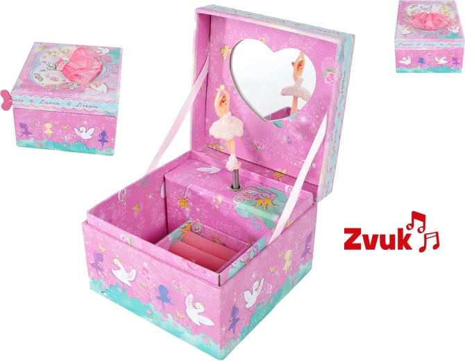 Heart-shaped jewelry box with dancing ballerina and melody