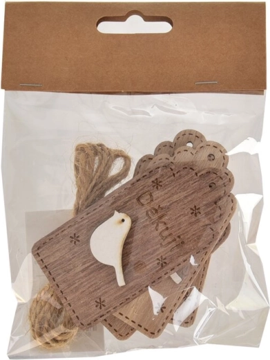 Wooden tag “Thank you” brown 4×8 cm (4 pcs)