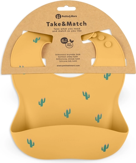 Petite&Mars silicone bib Take&Match ochre cacti 6m+