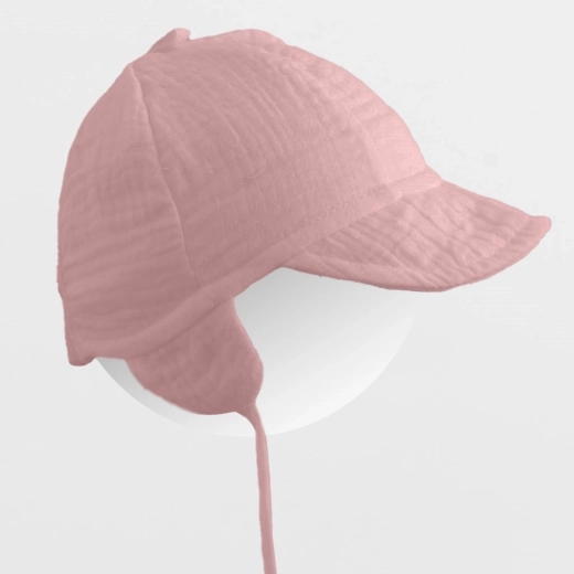New Baby children's summer muslin cap with visor, pink (56/62)