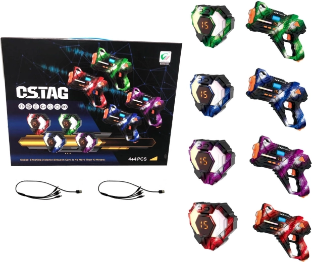 Set of laser pistols with vests and targets