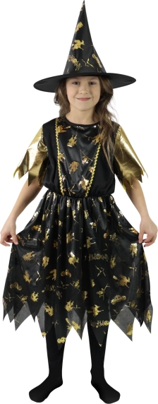 Kids' witch costume black-gold S