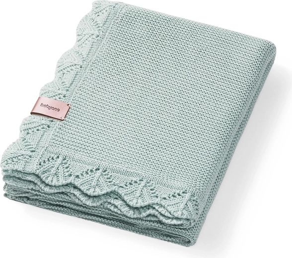 Babyono плетено бамбуково одеяло, зелено, 75 × 100 см