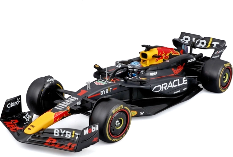 Bburago F1 model Oracle Red Bull Racing RB20 2024 Max Verstappen 1:24 in an acrylic display case