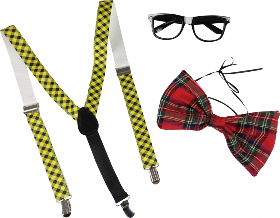 Carnival Set Bow Tie with Glasses and Suspenders