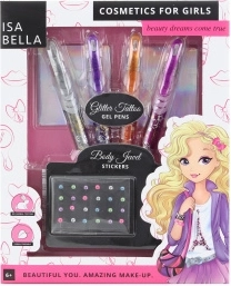 Tattoo set for girls with glitter pens