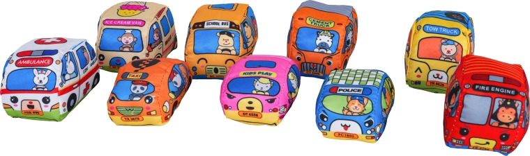 Nine soft vehicles