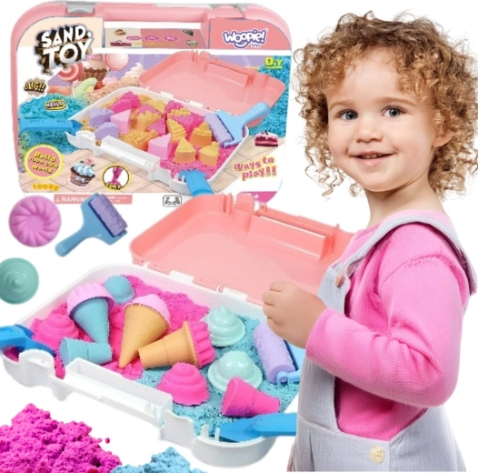 Woopie кинетичен пясък Сладоледаджийница в куфарче 1 кг + аксесоари