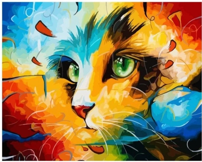 Диамантено рисуване Абстрактна котка 30 × 40 см