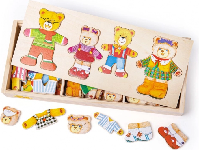 Bigjigs Toys пъзел за обличане Мечешко семейство