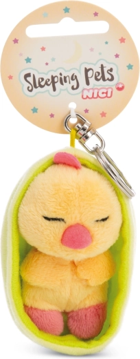 Плюшен ключодържател NICI Sleeping Pets – спящо пиленце в зелено калъфче, 12 см
