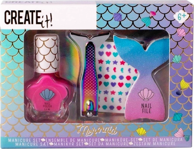 Create It! Mermaid Manicure – kids’ nail set with pink polish and stickers