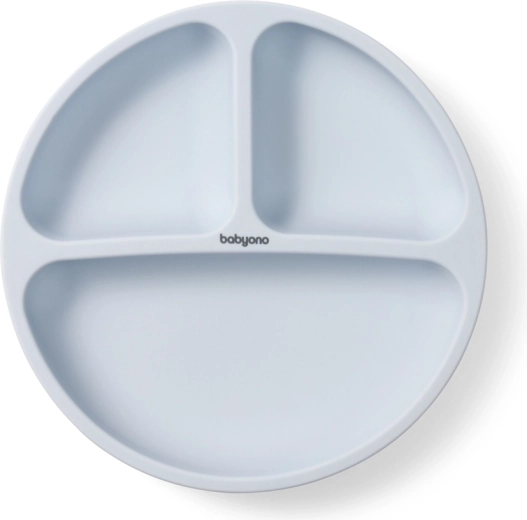 Babyono blue silicone children's plate with suction base, 6 months+
