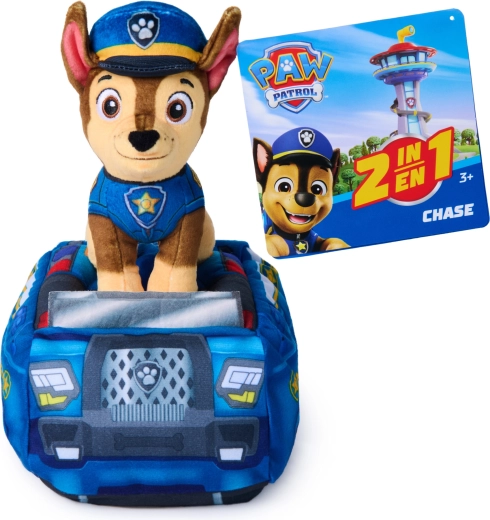 Paw Patrol Chase 2в1 плюшено автомобилче с кученце 20 см