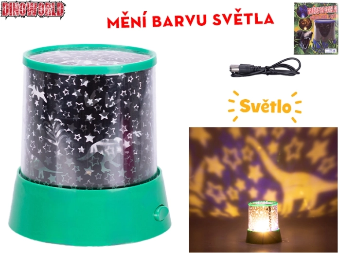 Dinoworld children's projector lamp with dinosaurs, 360° rotation and changing colors