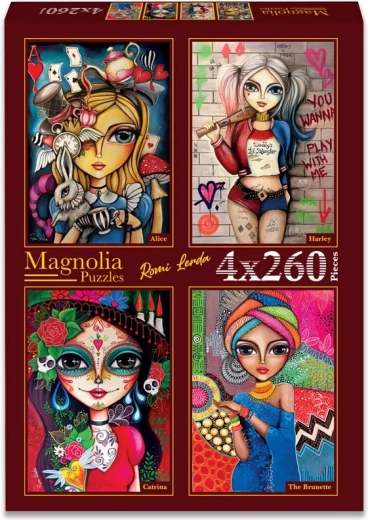 Magnolia puzzle set Alenka, Harley, Catrina and Bruneta 4×260 pieces