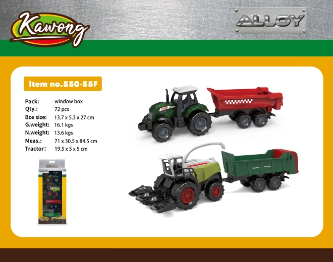 Tractor and Combine Harvester with Trailers metal/plastic 19.5 cm