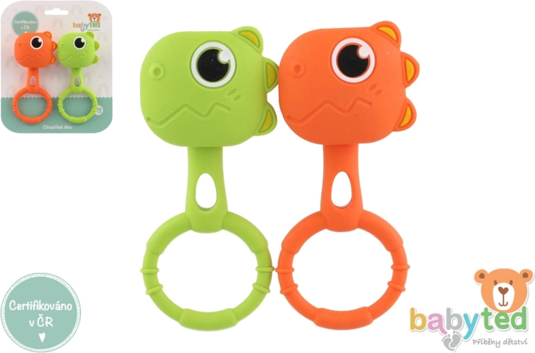 silicone rattles and teethers dino 2 pcs babyted