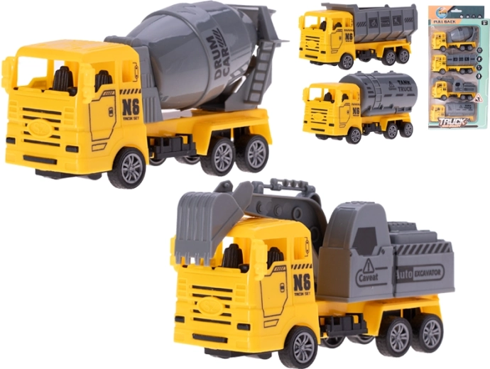 Set of construction vehicles with pull-back action 13 cm, 4 pcs
