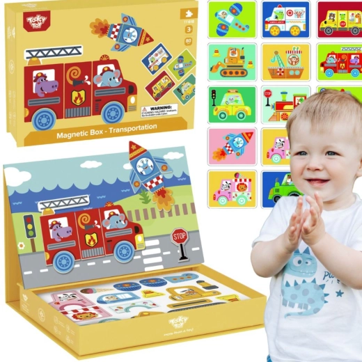 TOOKY TOY Magnetic Educational Puzzle in a Box, 80 Pieces