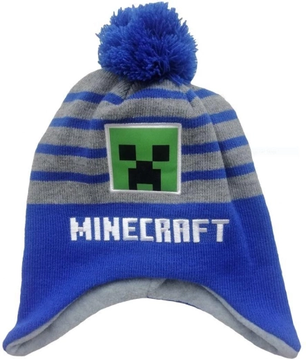 Шапка Minecraft сиво-синя