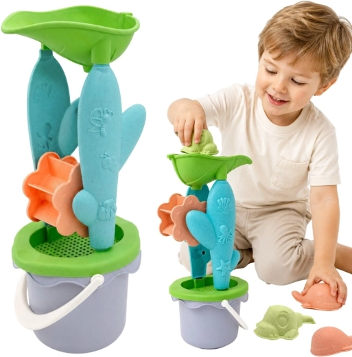 Woopie Green eco-friendly sand set with bucket and mill, 4 pcs