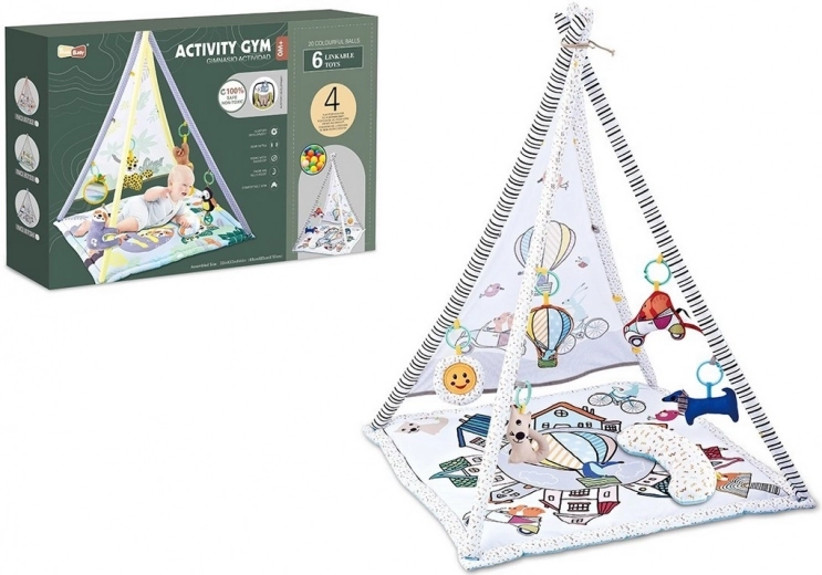 Baby mat with canopy and musical accessories