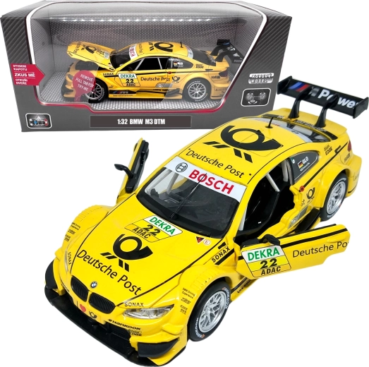Die-cast BMW M3 DTM 1:32 Yellow with Lights and Sounds