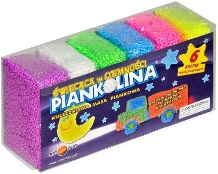 Светеща пластилинова маса Piankolina – комплект 6 цвята