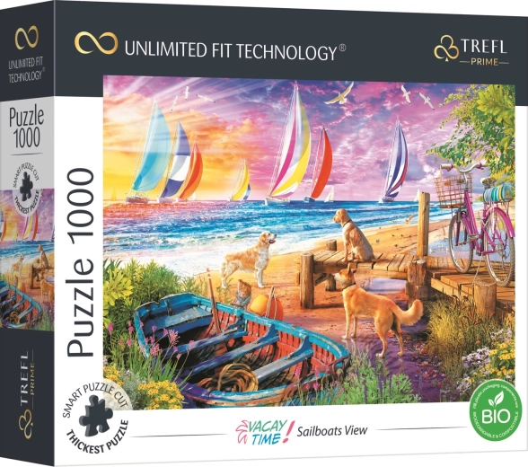 Пъзел Trefl UFT Vacay Time – гледка към платноходки, 1000 части