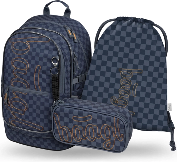 Baagl Core Ska Blue Set – school backpack, pencil case and gym sack made from recycled materials