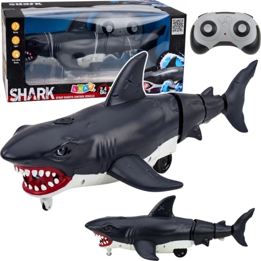 Remote-Controlled RC Shark with Smoke Effect and Lights – Black