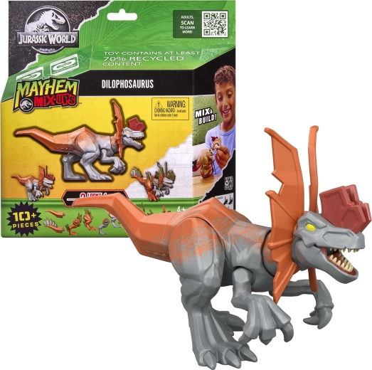 Jurassic World Mayhem Mix-Ups 2-in-1 Dilophosaurus Dinosaur Figure
