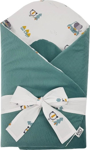 Eko cotton baby swaddle with velvet and coconut insert, cars, 75 × 75 cm