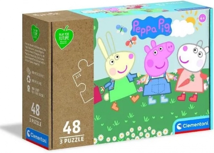CLEMENTONI Play For Future Puzzle Peppa Pig 3x48 pieces