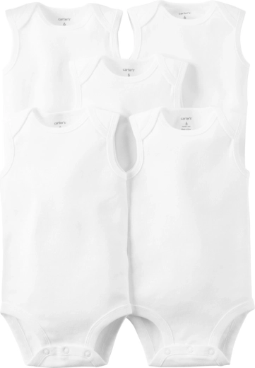 CARTER'S sleeveless bodysuits in a 5-pack, white neutral - 1 piece – White 62 (3 m)