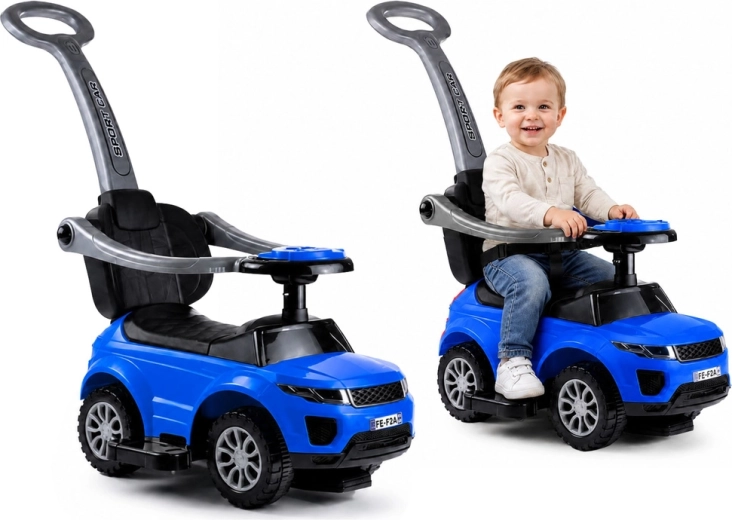 Children's ride-on SPORT CAR with push handle, blue