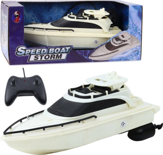 Remotely Controlled Motorized Boat RC Speed Boat Storm Black and White