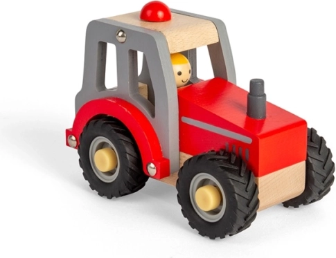 Дървен трактор Bigjigs Toys червен