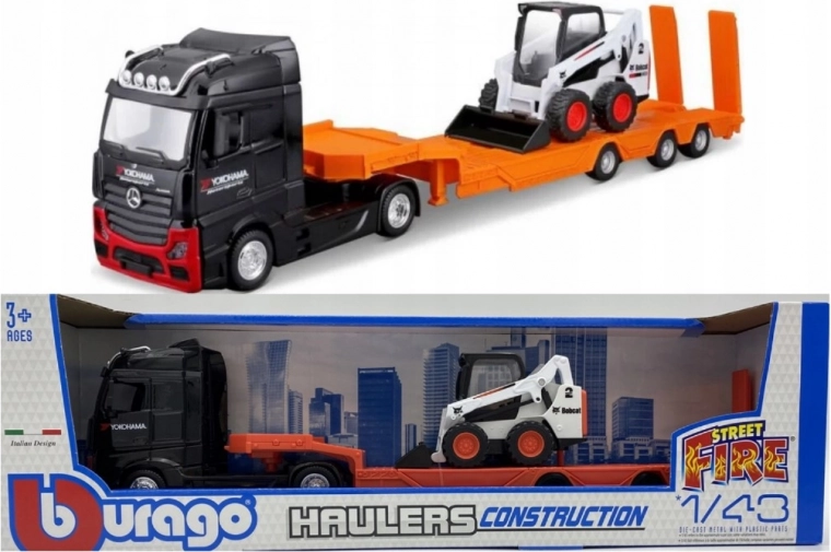 Метален камион MB Actros Gigaspace с товарач Bobcat 1:43