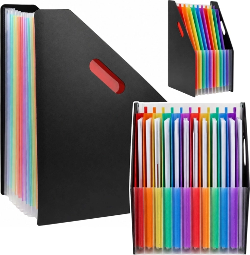 Accordion document organizer A4, 13 compartments, black - 1 piece