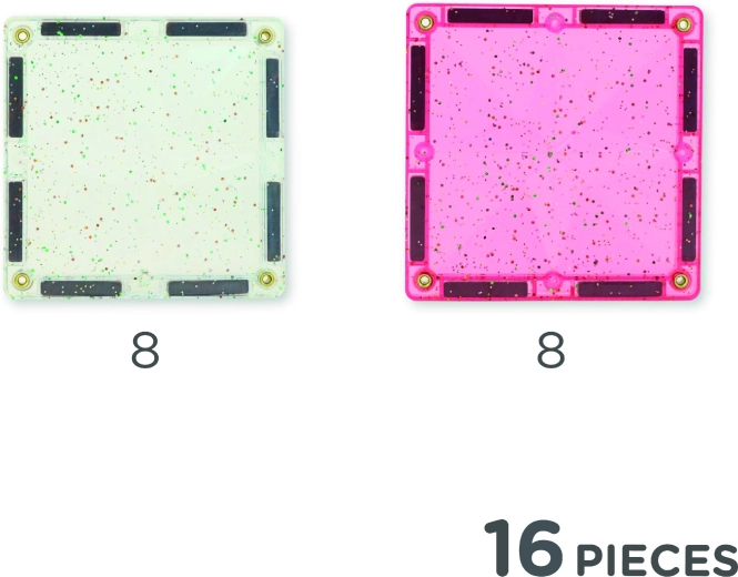 Cleverclixx magnetic construction set with glittery transparent pieces, pink - 16 pcs