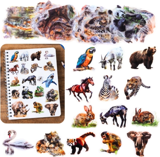 Set of 50 Transparent Wild Animal Stickers