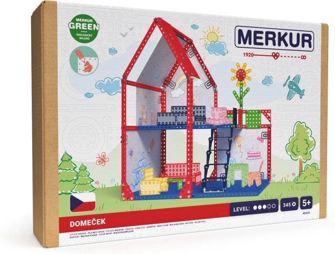 Метална къща за кукли Merkur, 345 части (39 × 34 × 25 см)